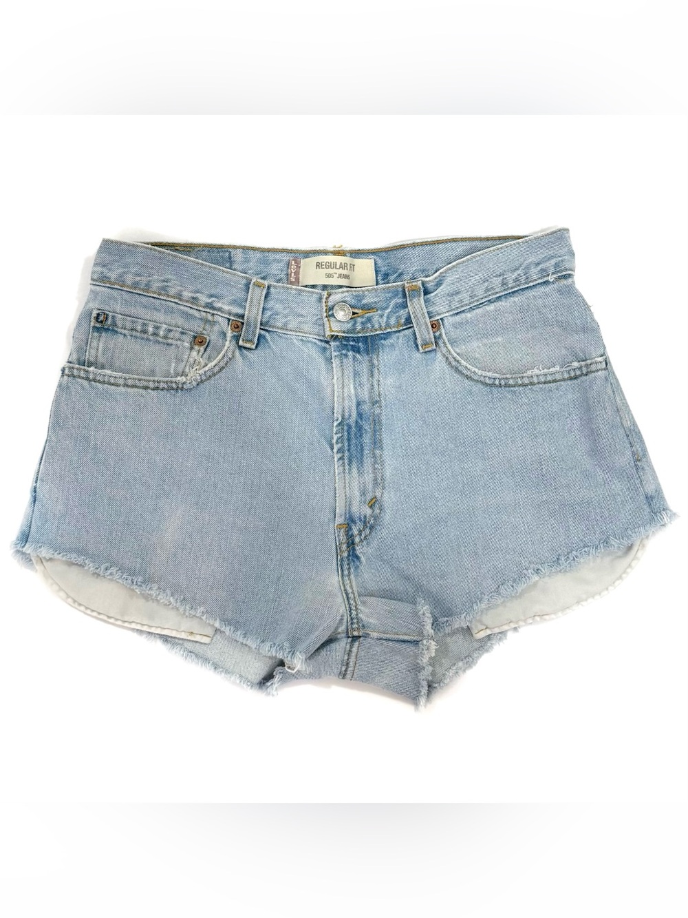 VTG y2k Levi's light wash denim shorts with frayed hem in Size: 30